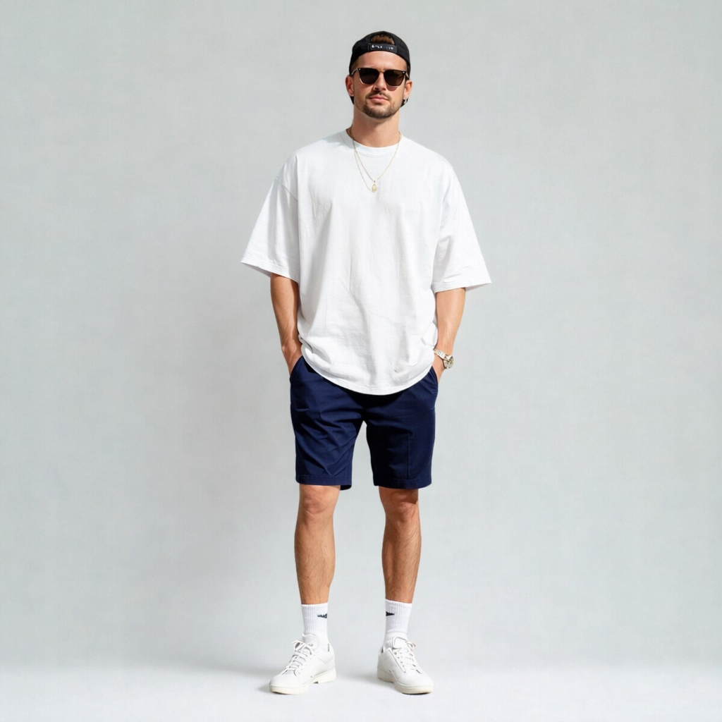 HEAVY24O GSM Oversized Fit French Terry Cotton T-Shirt - BLACK