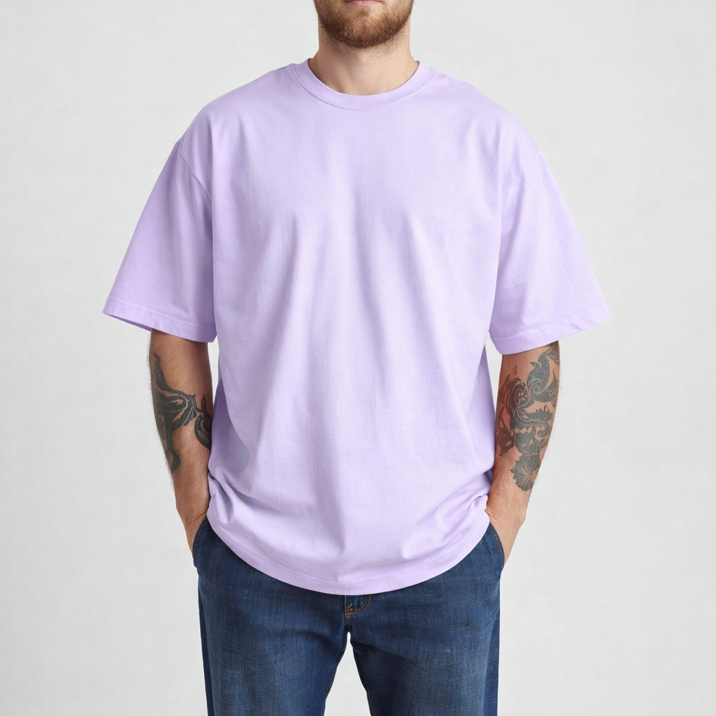 HEAVY24O GSM Oversized Fit French Terry Cotton T-Shirt - PURPLE