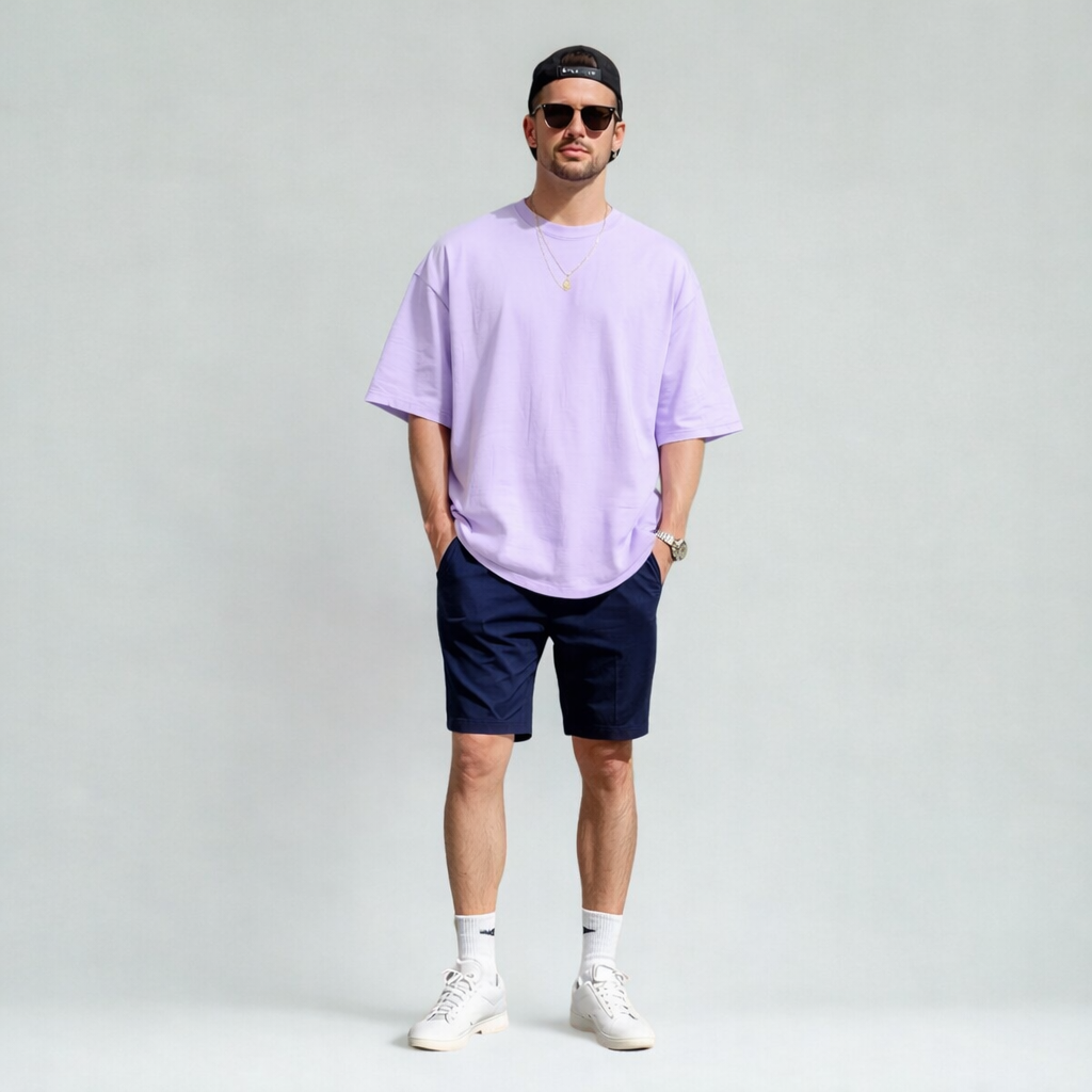 HEAVY24O GSM Oversized Fit French Terry Cotton T-Shirt - PURPLE