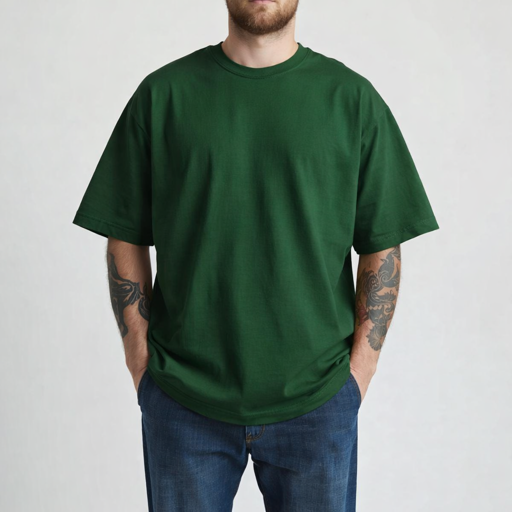 HEAVY24O GSM Oversized Fit French Terry Cotton T-Shirt - BLACK