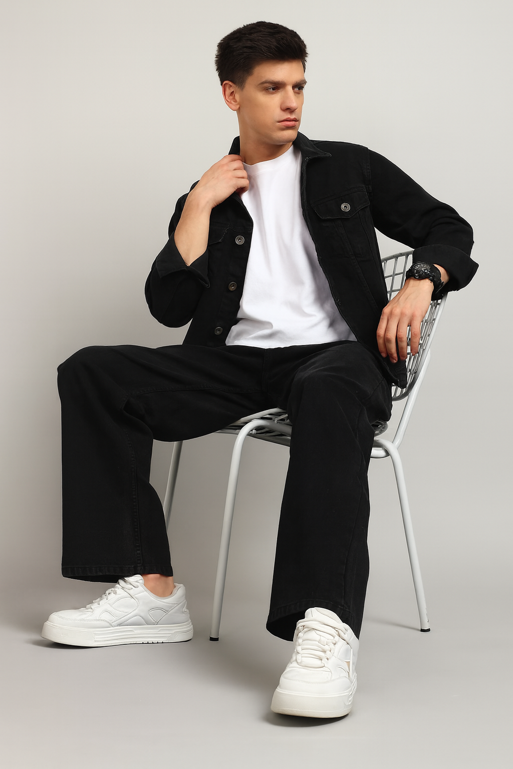 ANGERHOOD Loose Fit Men Baggy Black Jeans