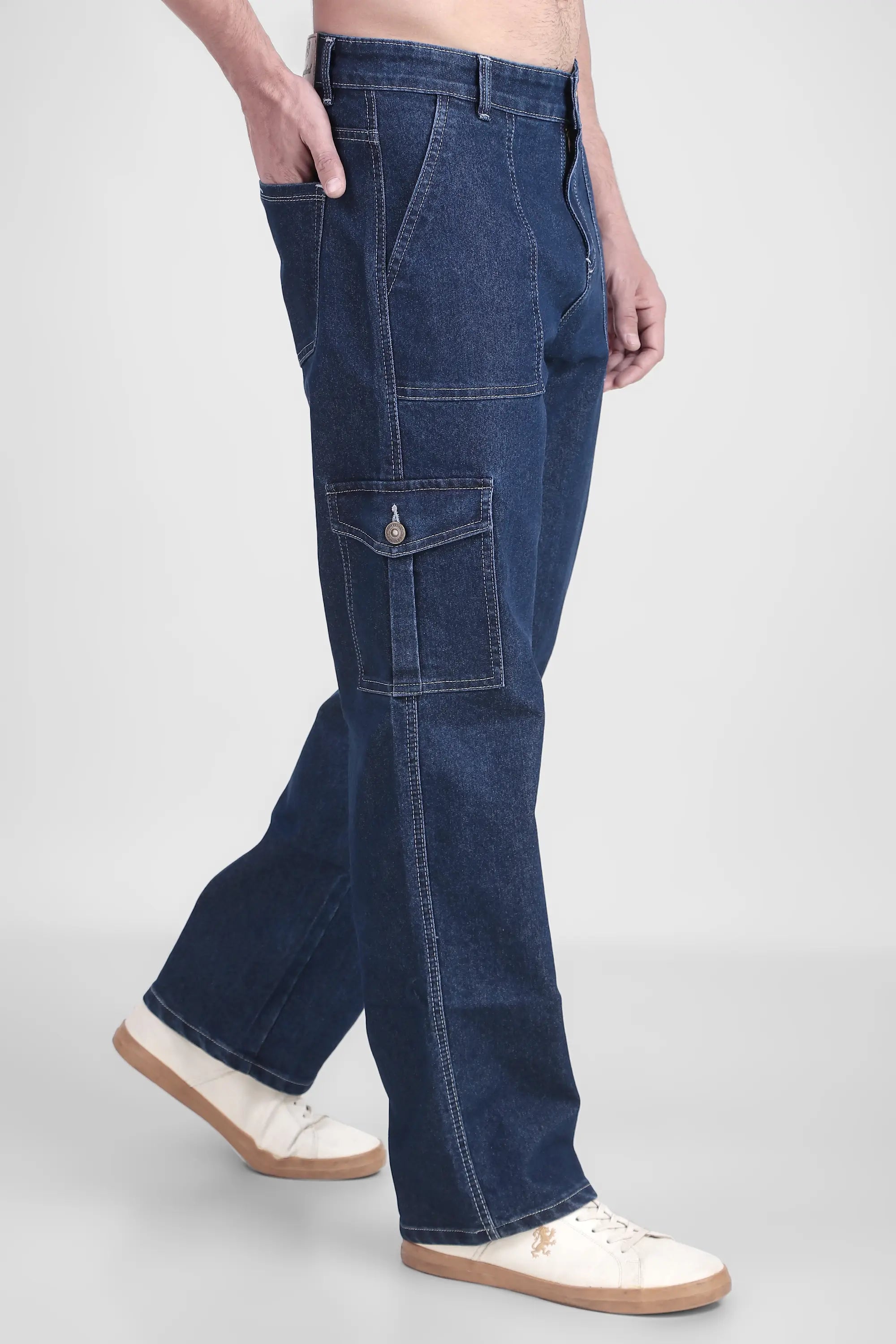 ANGERHOOD Men Baggy Dark Blue Cargo