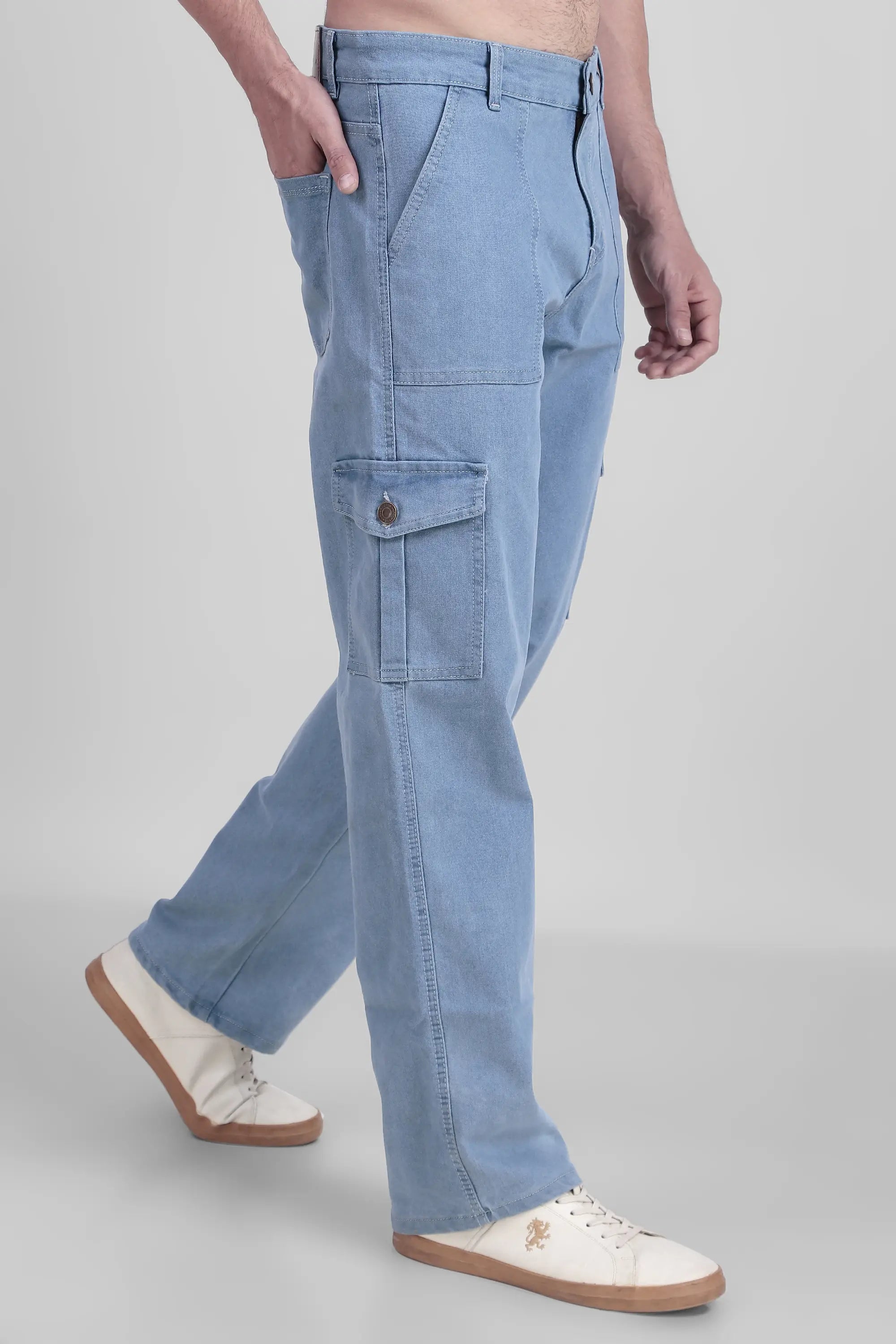 ANGERHOOD Men Baggy Light Blue Cargo