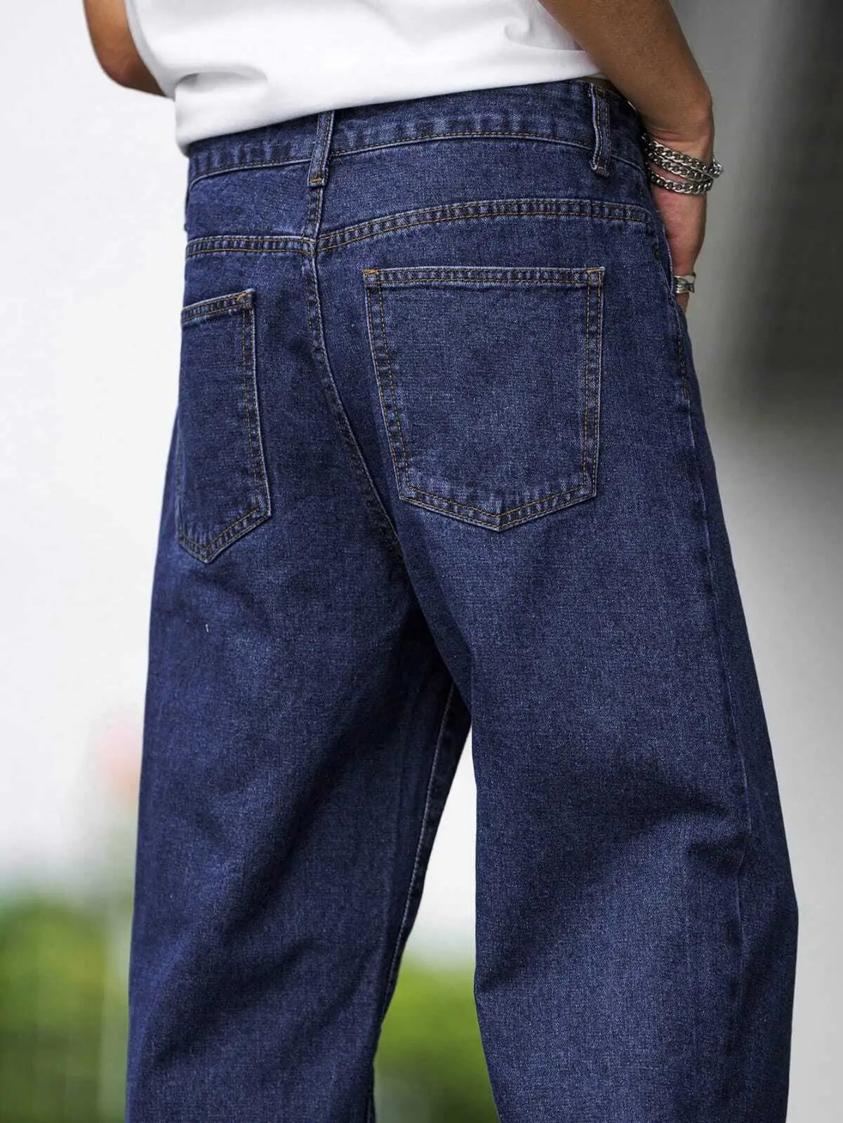 ANGERHOOD Loose Fit Men  Dark Blue Jeans