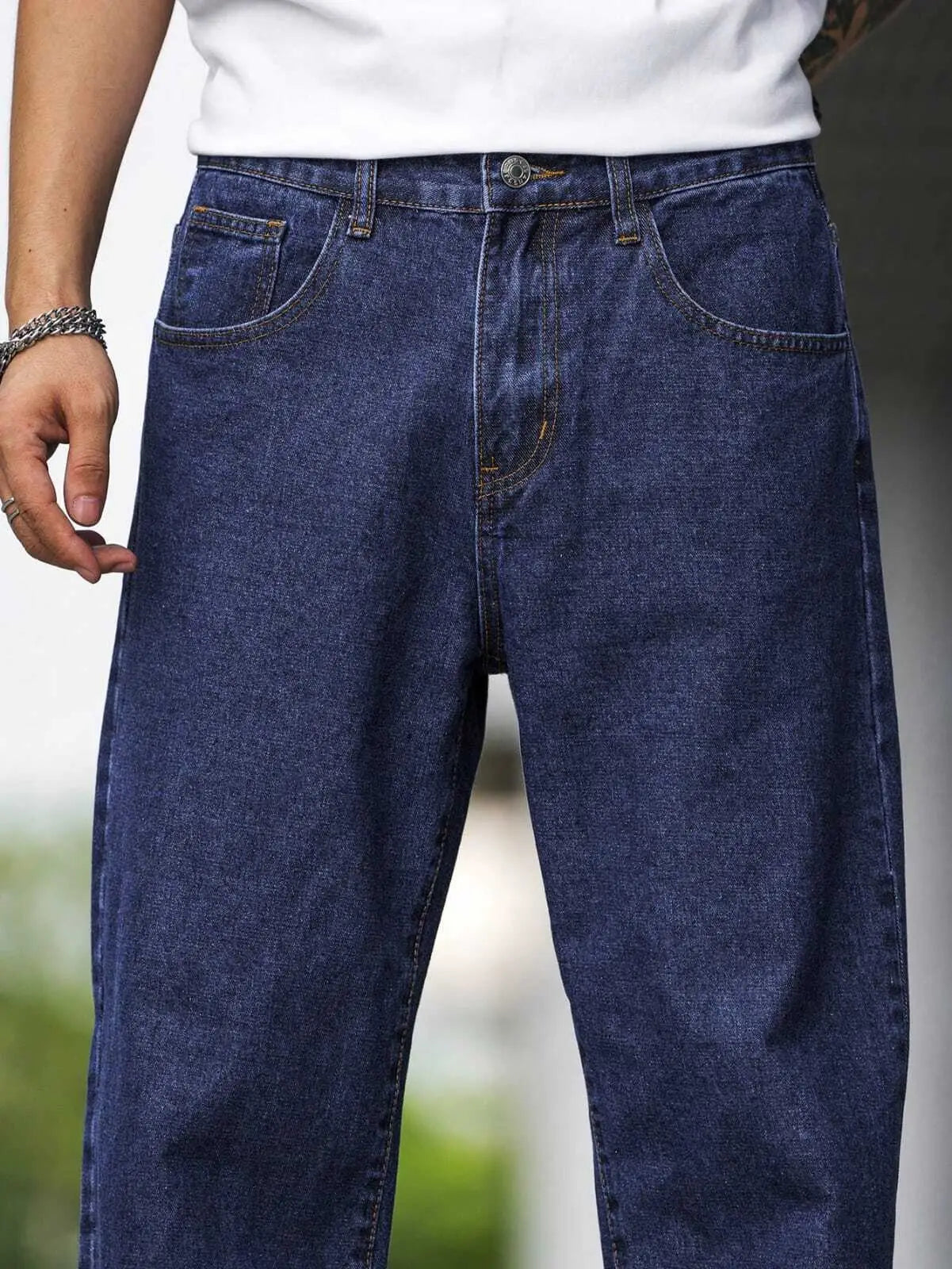 ANGERHOOD Loose Fit Men  Dark Blue Jeans