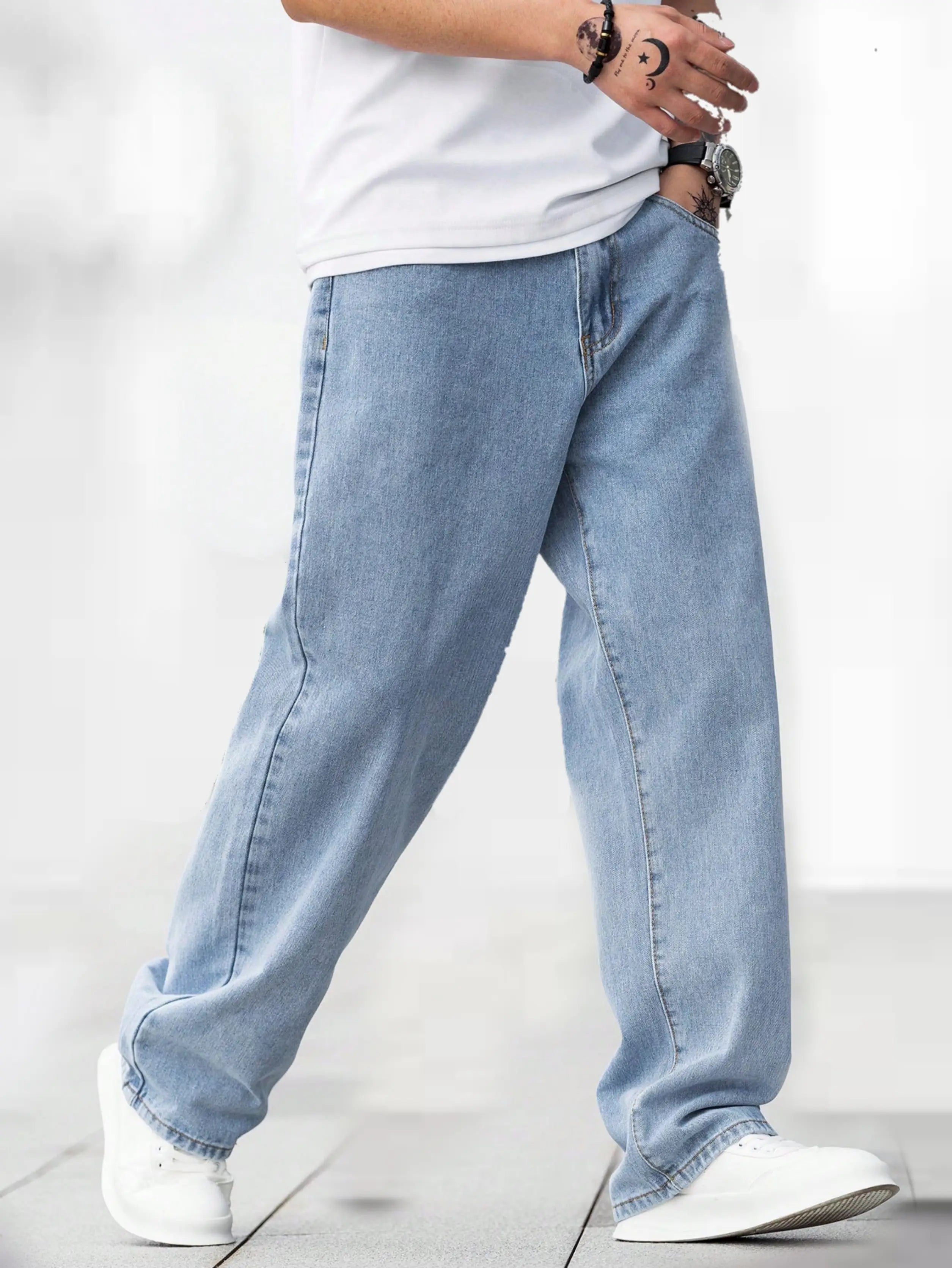 ANGERHOOD Loose Fit Men Light Blue Jeans