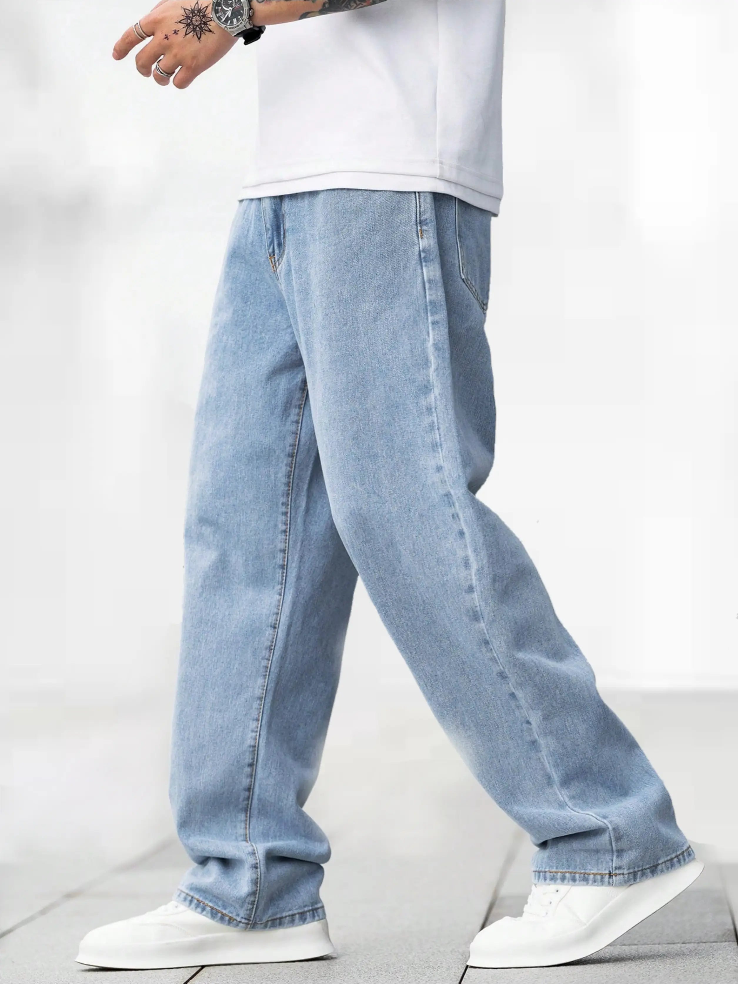 ANGERHOOD Loose Fit Men Light Blue Jeans